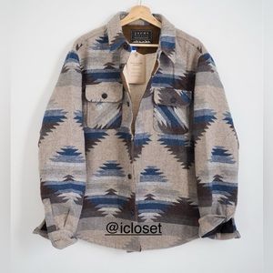 Jachs new york sherpa lined fleece aztec wool blend shirt jacket